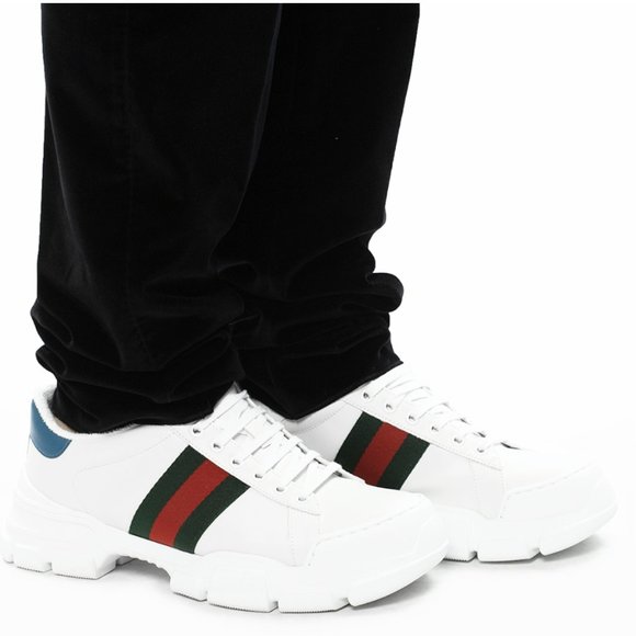 Gucci Men's Nathan Leather Web Sneakers - Picture 13 of 13